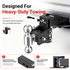 MOSTPLUS Trailer Hitch, 2 Inch Receiver, 4" Adjustable Height Dual Ball Mount with 2" & 2-5/16" Balls, 8,000-20,000 LBS GTW, Heavy Duty Towing Hitch for Most Truck & SUV
