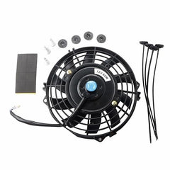 MOSTPLUS Black Universal Electric Radiator Slim Fan Push/Pull 12V + Mounting Kit (7 Inch)