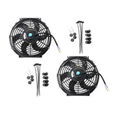 MOSTPLUS Black Universal Electric Radiator Slim Fan Push/Pull 12V + Mounting Kit (10 Inch) Set of 2