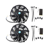 MOSTPLUS 7 Inch Black Universal Electric Radiator Slim Fan Push/Pull 12V + Mounting Kit (Set of 2)