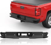 MOSTPLUS Black Separated Rear Bumper Assembly For 2014-2018 Chevy Silverado GMC Sierra 1500 W/Parking Sensor Holes Complete Back Step Bumpers