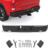 MOSTPLUS Black Separated Rear Bumper Assembly For 2009-2018 Dodge Ram 1500/2010-2012 Ram 2500 3500 No Parking Sensor Holes w/Dual Exhaust Complete Back Step Bumpers