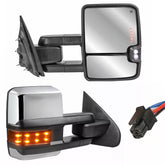 MOSTPLUS Chrome Power Fold Tow Mirrors For 2014-2018 Chevy Silverado GMC Sierra 1500 2500HD 3500HD with Turn Light, Clearance Lamp, Running Lights
