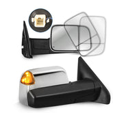 MOSTPLUS Chrome Power Heated Towing Mirrors For 2002-2008 Dodge Ram 1500/2500/3500 w/ Turn Signal (Set of 2)