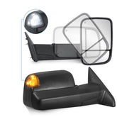 MOSTPLUS Black Mirrors For 2009-2018 Dodge Ram 1500 2010-2018 2500/3500 w/Power Heating & Turn Light & Puddle Lights & Temp Sensor & DRL (Set of 2)