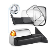 MOSTPLUS Chrome Mirrors For 2009-2018 Ram 1500, 2010-2018 Ram 2500/3500 w/Power Heating & Turn Light & Puddle Lights & Daytime Running Light (Set of 2)