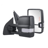 MOSTPLUS Black Power Heated Tow Mirrors For 1999-2016 Ford F-250 F350 F450 F550 Super Duty w/Sequential Turn Light (Set of 2)