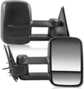 MOSTPLUS Power Heated Towing Mirrors for 1999-2002 Chevy Silverado Tahoe GMC Serria Yukon with Manul Telescoping (Set of 2) (Black)