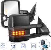 MOSTPLUS Power Heated Towing Mirrors For 2003 2004 2005 2006 Chevy Silverado Suburban Tahoe GMC Serria Yukon w/Turn light, Clearance Lamp (Set of 2)-Black