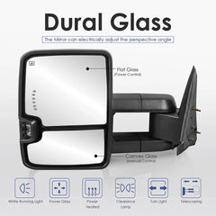 MOSTPLUS Power Heated Towing Mirrors For 2003 2004 2005 2006 Chevy Silverado Suburban Tahoe GMC Serria Yukon w/Turn light, Clearance Lamp (Set of 2)-Chrome