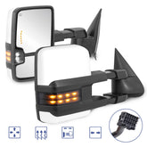 MOSTPLUS White Painted Tow Mirrors w/Turn Signals For 2003-2007 Chevy Silverado GMC Sierra
