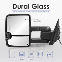 MOSTPLUS Power Heated Towing Mirrors for 2014-2019 Chevy Silverado GMC Serria w/Turn light, Clearance Lamp (Set of 2)-Black Not for Diesel Truck
