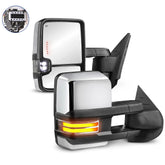 MOSTPLUS Chrome Power Heated Tow Mirrors For 2007-2013 Tahoe GMC Yukon w/ Dynamic LED Signal