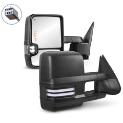 MOSTPLUS Power Heated Towing Mirrors For 1999-2002 Chevy Silverado Suburban Tahoe GMC Serria Yukon w/Sequential Turn light(Set of 2)-Black