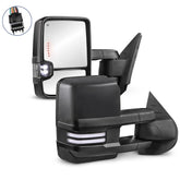 MOSTPLUS Power Heated Towing Mirrors For 2008-2013 Chevy Silverado Suburban Tahoe GMC Serria Yukon w/Sequential Turn light (Set of 2)-Black