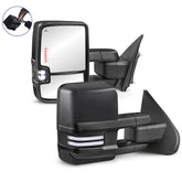 MOSTPLUS Power Heated Towing Mirrors For 2014-2018 Chevy Silverado GMC Serria w/White Running Light (Set of 2)-Black Not for Diesel Truck