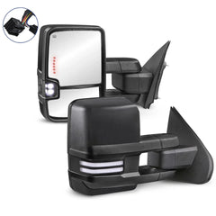 MOSTPLUS Power Heated Towing Mirrors For 2014-2018 Chevy Silverado GMC Serria w/White Running Light (Set of 2)-Black Not for Diesel Truck