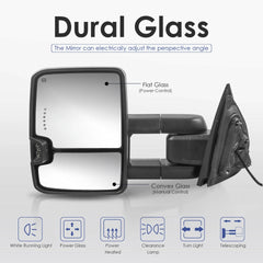 MOSTPLUS Power Heated Towing Mirrors For 2014-2018 Chevy Silverado GMC Serria w/White Running Light (Set of 2)-Black Not for Diesel Truck