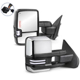 MOSTPLUS Power Heated Towing Mirrors For 2014-2018 Chevy Silverado GMC Serria w/White Running Light (Set of 2)-Chrome Not for Diesel Truck