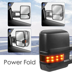 MOSTPLUS Tow Mirrors For 2008-2013 Chevy Silverado Suburban GMC Sierra Yukon w/Power Heating & Turn Light & Daytime Running Light Black
