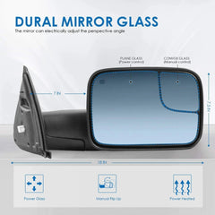 MOSTPLUS Power Heated Tow Mirrors For 2002-2008 Ram 1500 2003-2009 Ram 2500/3500