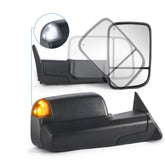 MOSTPLUS Tow Mirrors For 1998-2001 Dodge Ram 1500 1998-2002 Dodge Ram 2500/3500 w/Power Heating & Turn Light & Daytime Running Light Black