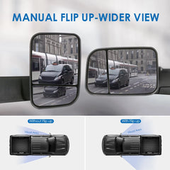 MOSTPLUS Tow Mirrors For 1998-2001 Dodge Ram 1500 1998-2002 Dodge Ram 2500/3500 w/Power Heating & Turn Light & Daytime Running Light Black