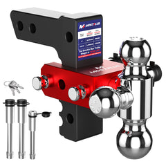MOSTPLUS Aluminum Trailer Hitch, 2 Inch Receiver, Tri-Ball Mount with 2" & 2-5/16" & 1-7/8" Balls, 3,500-12,500 LBS GTW, 6" Adjustable Height Heavy Duty Towing Hitch for Most Truck & SUV