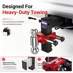 MOSTPLUS Aluminum Adjustable Trailer Hitch, 2" Receiver, 8" Drop/Rise, Dual Ball Mount with 2" & 2-5/16" Balls, 12,500 lbs GTW, Locking Pins & Anti-Rattle Kit