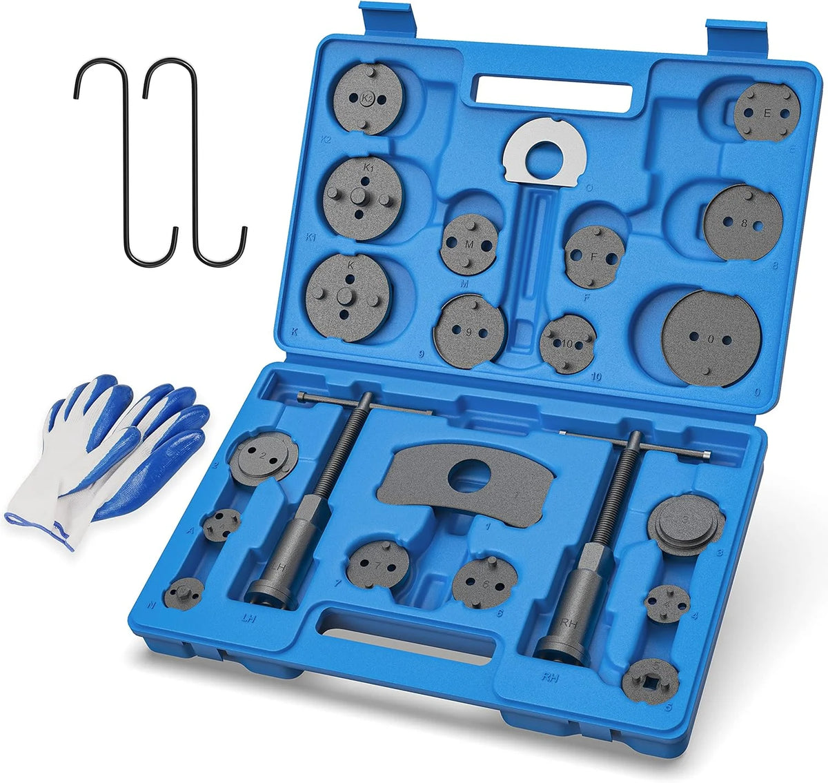 MOSTPLUS Universal Disc Brake Caliper Wind Back Tool and Piston Compression Sets-26 Pieces (Blue)