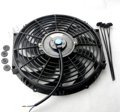 MOSTPLUS Black Universal Electric Radiator Slim Fan Push/Pull 12V + Mounting Kit (12 Inch) Set of 2