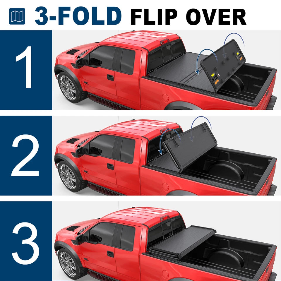MOSTPLUS 4.5FT Hard 3-Fold Tonneau Cover For 2022-2025 Ford Maverick