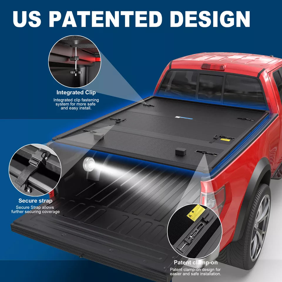 MOSTPLUS 6.8FT FRP Hard 3-Fold Tonneau Cover For 1999-2025 Ford F-250/350 Super Duty