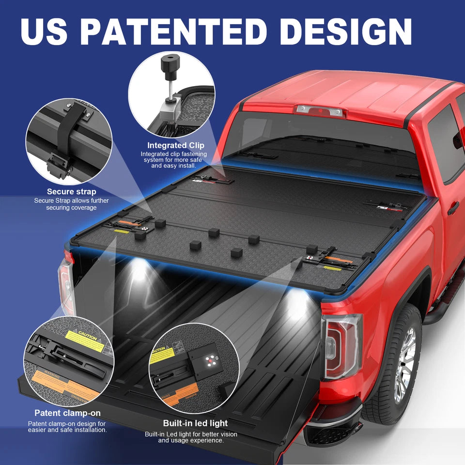 MOSTPLUS 5.8FT Hard 3-Fold Tonneau Cover For 2007-2013 Chevy/GMC Silverado Sierra 1500 Fleetside Truck Bed