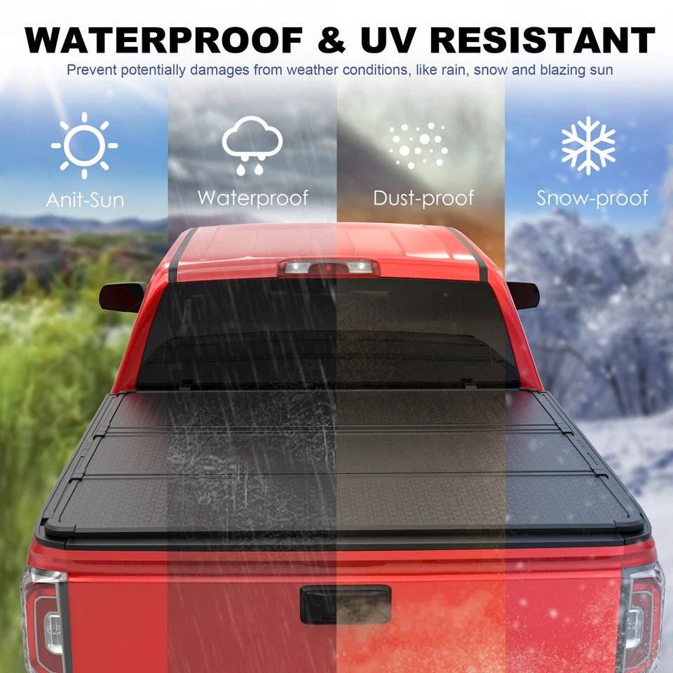 MOSTPLUS 5.8FT Hard 3-Fold Tonneau Cover For 2007-2013 Chevy/GMC Silverado Sierra 1500 Fleetside Truck Bed