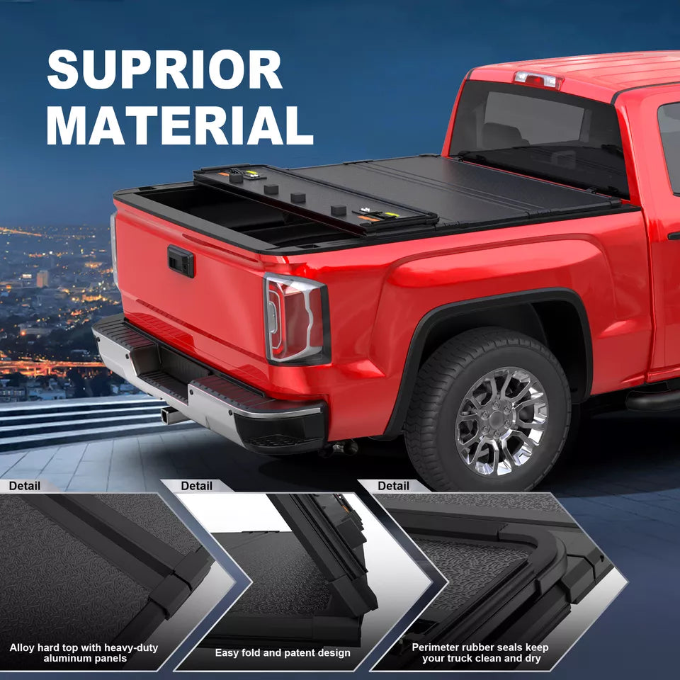 MOSTPLUS 5.8FT Hard 4-Fold Tonneau Cover For 2007-2013 Silverado Sierra 1500