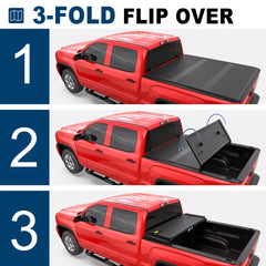 MOSTPLUS 5.8FT FRP Hard 3-Fold  Tonneau Cover For 2004-2007 Silverado Sierra 1500