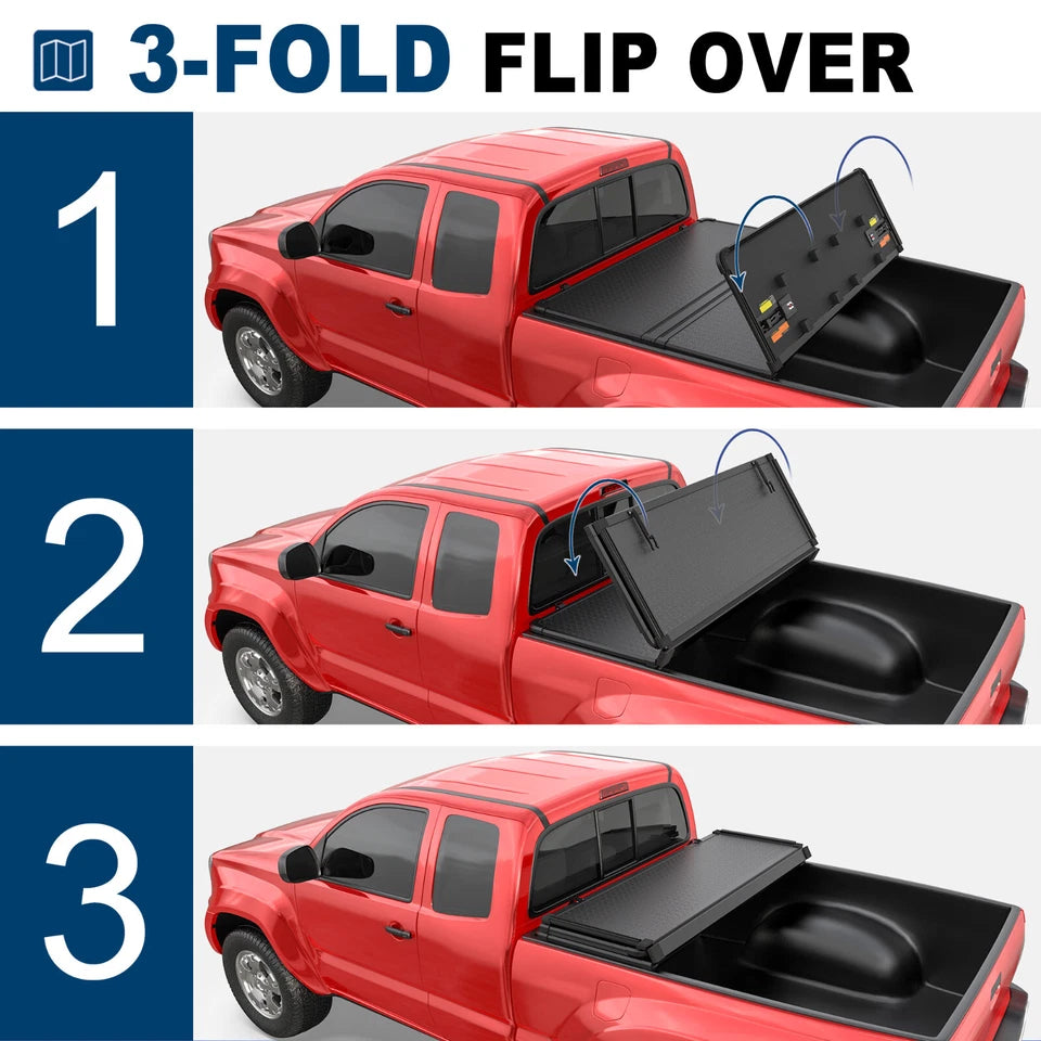 MOSTPLUS 5FT Hard 3-Fold Tonneau Cover For 2016-2023 Toyota Tacoma
