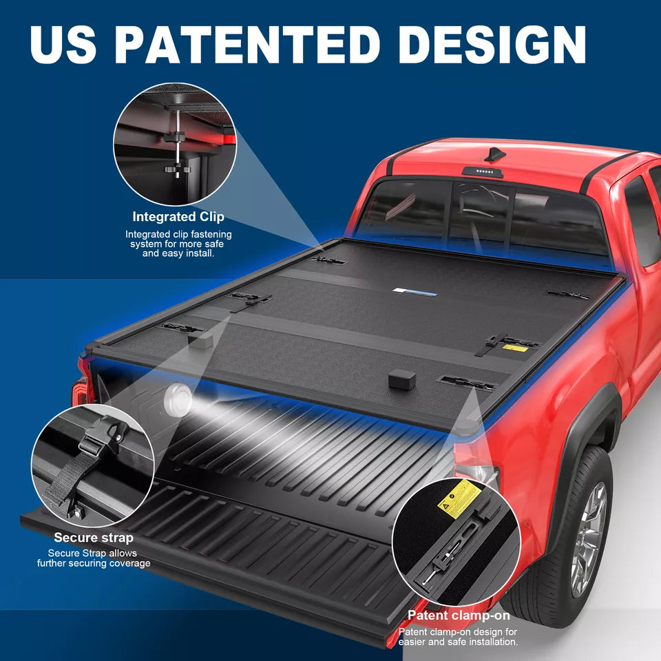 MOSTPLUS 5.5FT FRP Hard 3-Fold Tonneau Cover For 2007-2021 Toyota Tundra