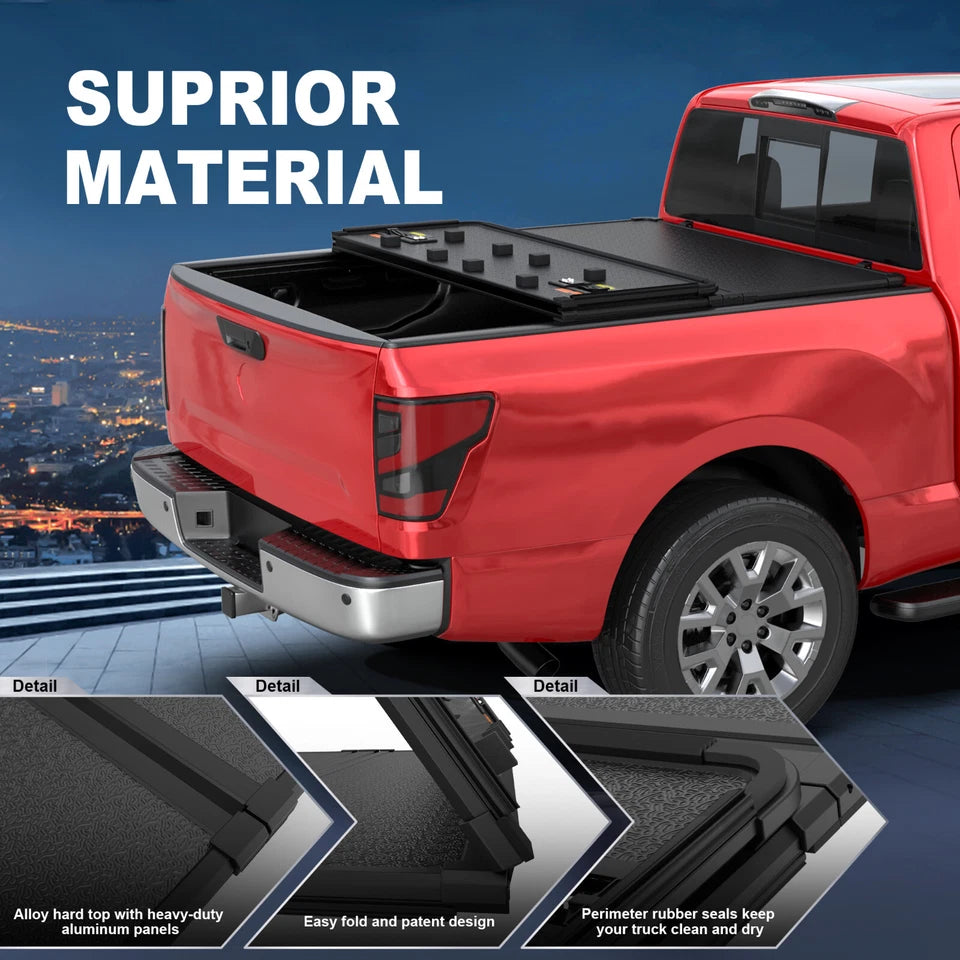 MOSTPLUS 5.7FT Hard 3-Fold Tonneau Cover For 2016-2024 Nissan Titan