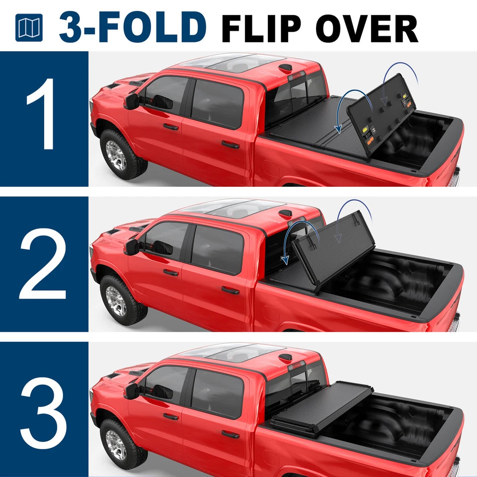 MOSTPLUS 5.5FT Hard 3-Fold  Tonneau Cover For 2004-2015 Nissan Titan