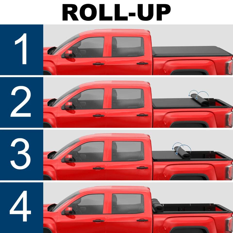 MOSTPLUS 5.8FT Soft Roll Up Tonneau Cover For 2004-2007 Chevy Silverado GMC Sierra 1500/2500 HD/3500 HD