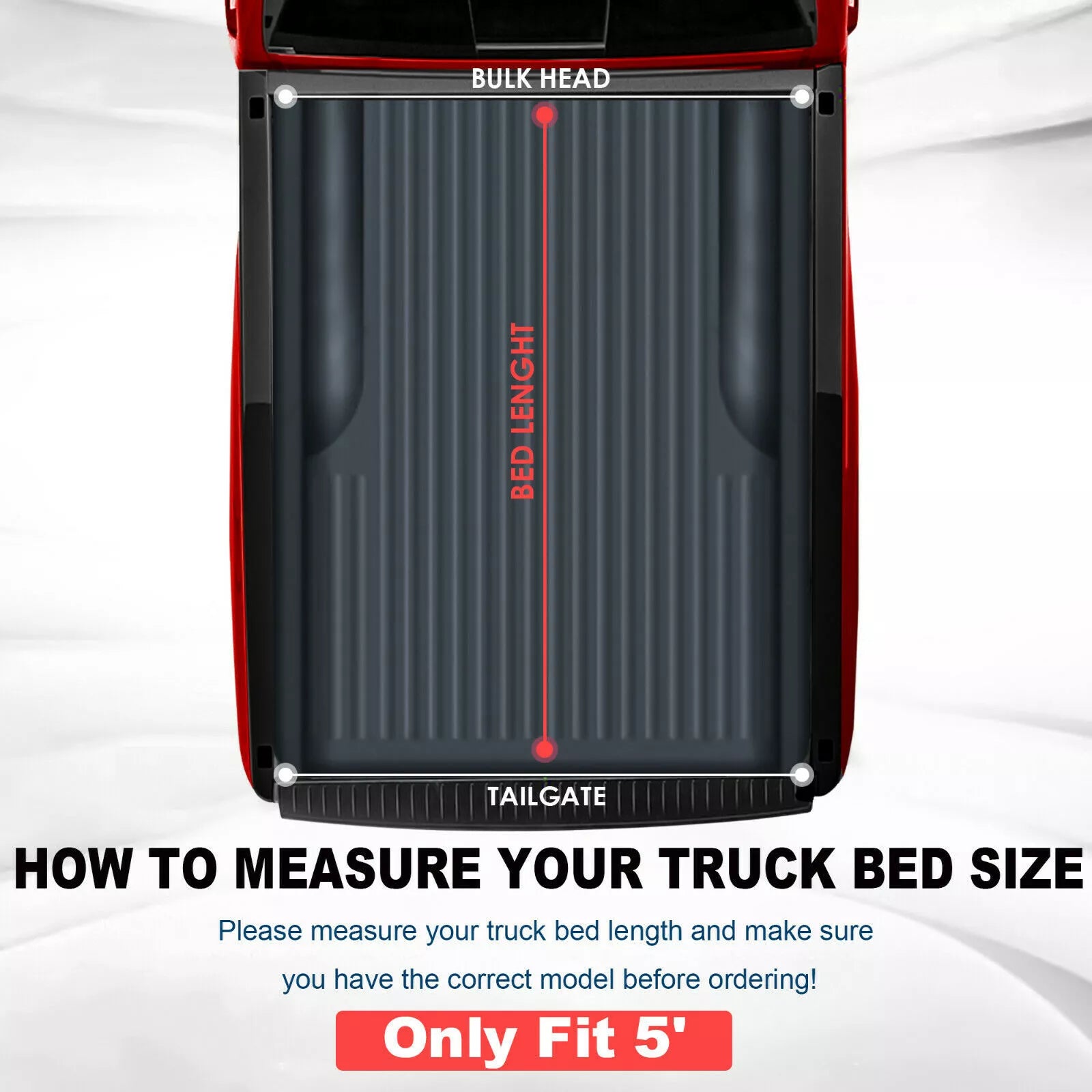 MOSTPLUS 5FT Soft Roll-Up Tonneau Cover For 2024-2025 Toyota Tacoma Fleetside Truck Bed