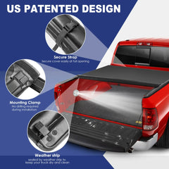 MOSTPLUS 5FT Soft Roll-Up Tonneau Cover For 2024-2025 Toyota Tacoma Fleetside Truck Bed