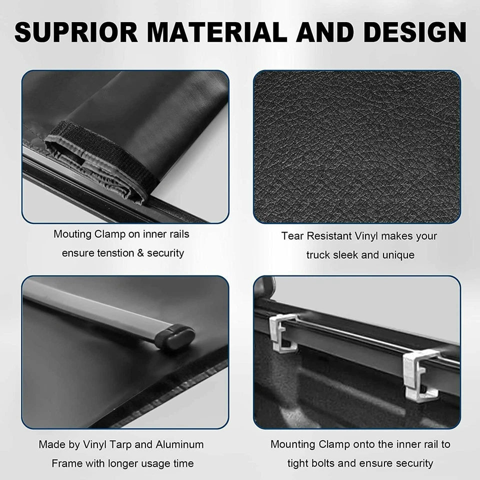 MOSTPLUS 5FT Soft Roll-Up Tonneau Cover For 2024-2025 Toyota Tacoma Fleetside Truck Bed