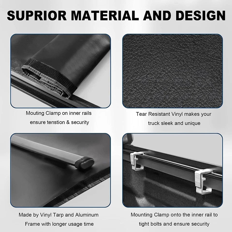 MOSTPLUS 5.5FT Soft Roll-Up Tonneau Cover For 2004-2015 Nissan Titan