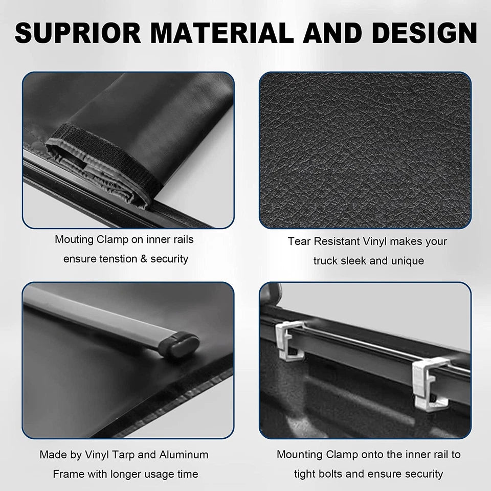 MOSTPLUS 6.5FT Soft Roll Up Tonneau Cover For 2016-2024 Nissan Titan with or without Utilitrack
