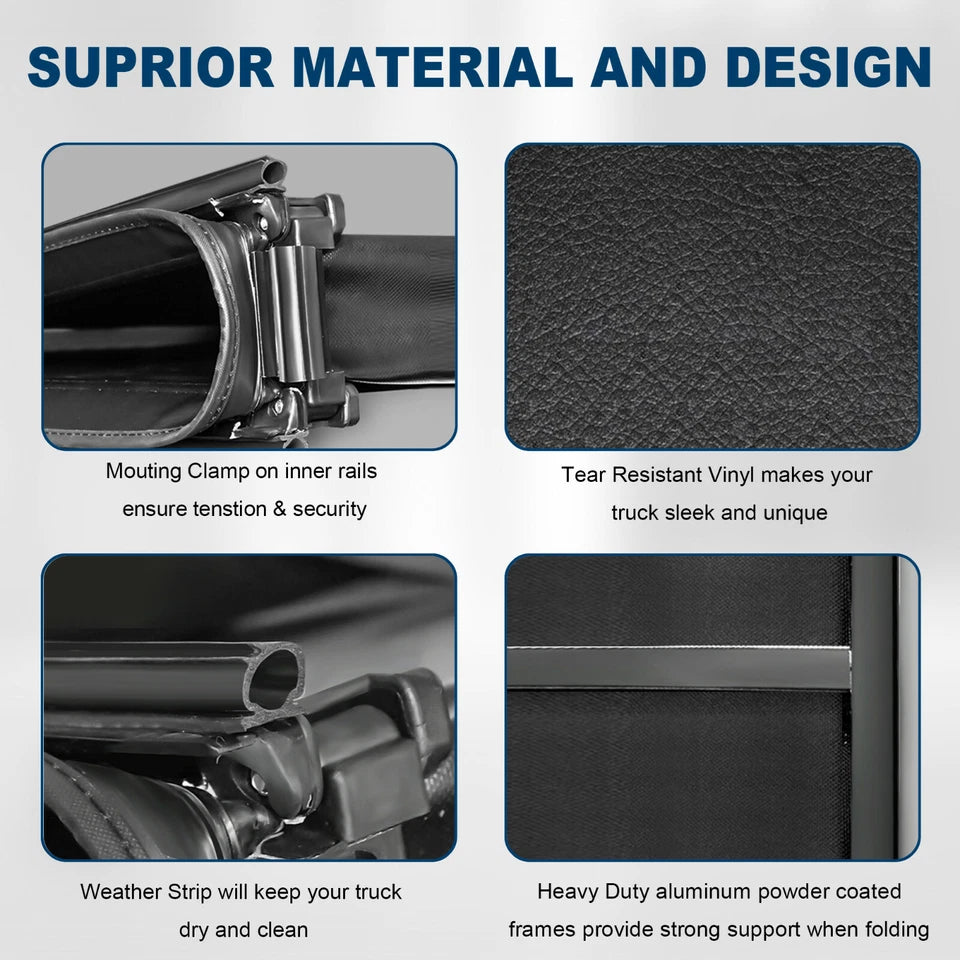 MOSTPLUS 5.5FT Soft 3-Fold Tonneau Cover For 2004-2008 Ford F150 Styleside Truck Bed