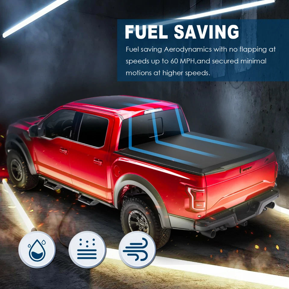 MOSTPLUS 5.5FT Soft 3-Fold Tonneau Cover For 2004-2008 Ford F150 Styleside Truck Bed