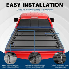 MOSTPLUS 5FT Soft 3-Fold Tonneau Cover For 2019-2025 Ford Ranger
